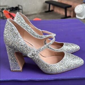 Kate Spade Silver Glitter Heels